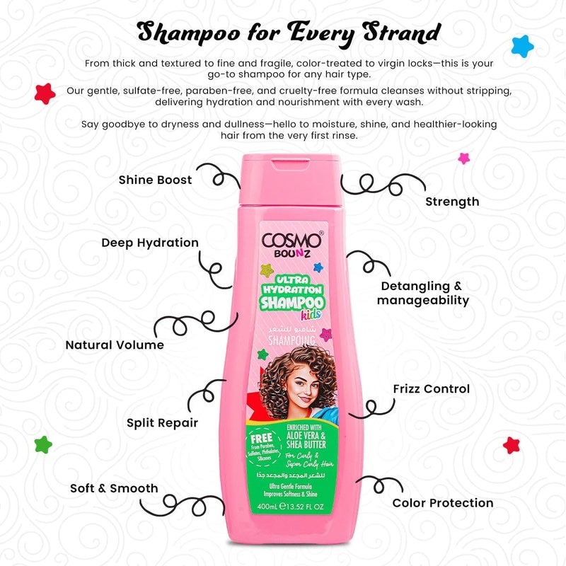 Cosmo Bounz Ultra Hydration Shampoo for Kids - 400ml - Image 3